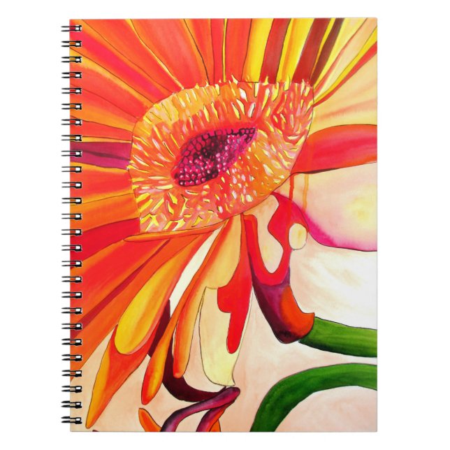 Red Gerbera flower watercolor painting art Notebook (Front)
