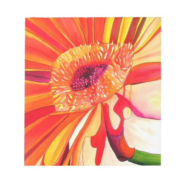 Red Gerbera flower watercolor painting art Notepad (Front)