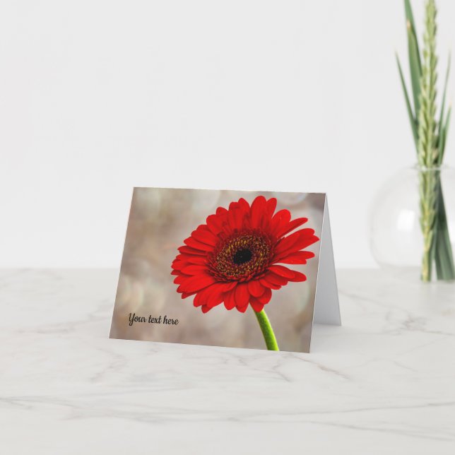 Red Gerbera Folded Greeting Card (Front)