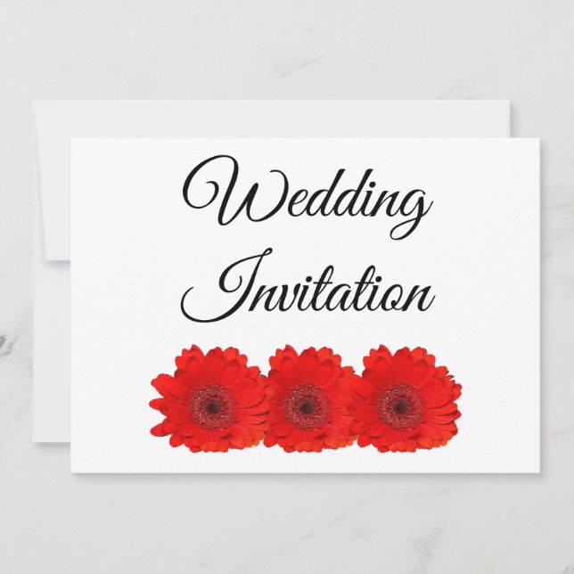 Red Gerbera Wedding Invitation Personalised (Front)