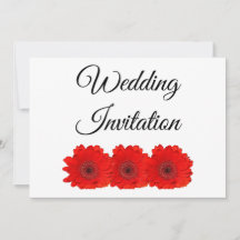 Red Gerbera Wedding Invitation Personalised