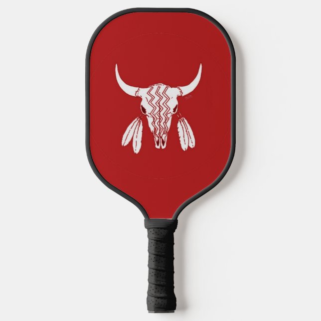 Red Ghost Dance Buffalo black pickleball paddle (Front)