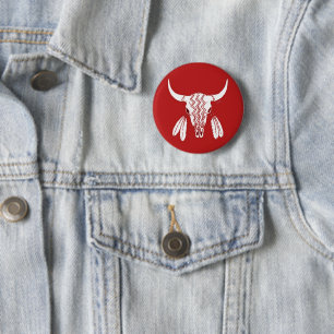Red Ghost Dance Buffalo button