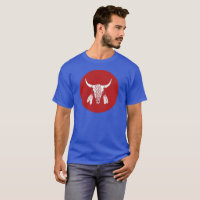 Red Ghost Dance Buffalo circle blue t-shirt