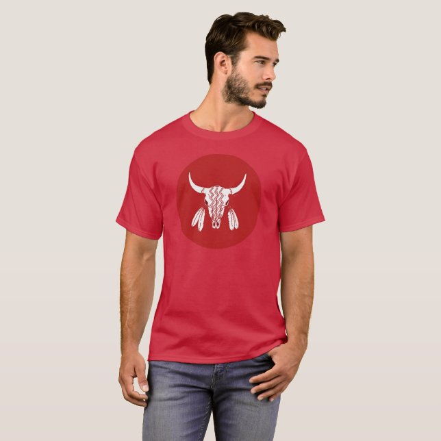 Red Ghost Dance Buffalo circle cardinal t-shirt (Front Full)