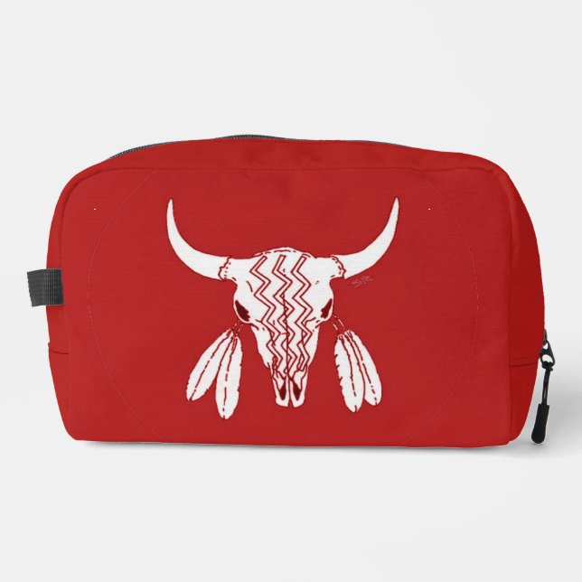 Red Ghost Dance Buffalo dopp kit toiletry bag (Front)