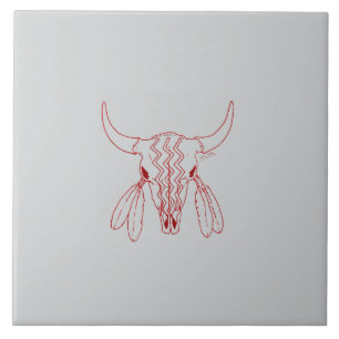 Red Ghost Dance Buffalo gray large tile
