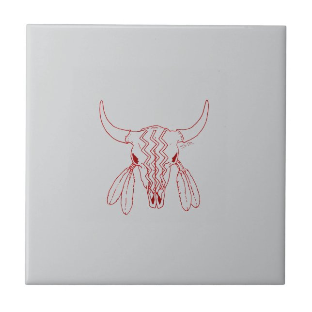 Red Ghost Dance Buffalo gray small tile (Front)