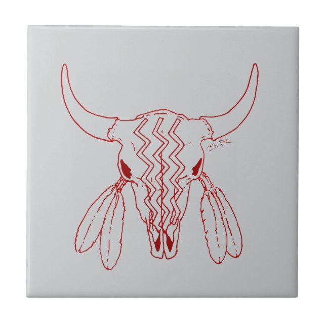 Red Ghost Dance Buffalo gray small tile closeup (Front)