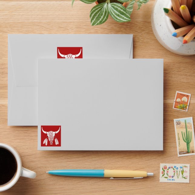 Red Ghost Dance Buffalo grey small envelopes (Desk)