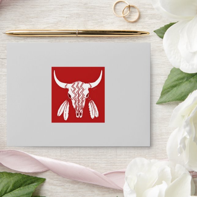 Red Ghost Dance Buffalo grey std envelopes centre (Wedding)