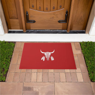 Red Ghost Dance Buffalo large doormat