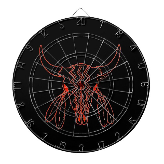 Red Ghost Dance Buffalo line black dartboard (Front)