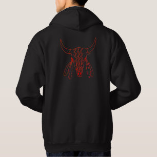 Red Ghost Dance Buffalo line black hoodie back