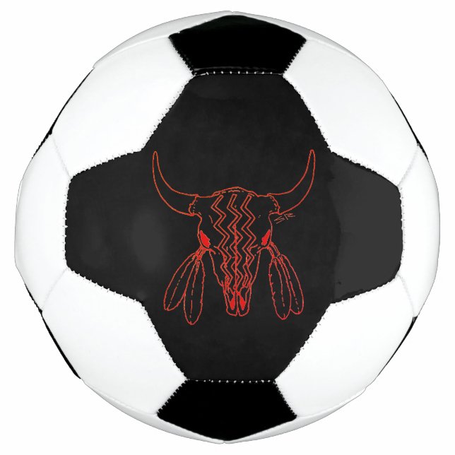 Red Ghost Dance Buffalo line black soccer ball (Front)