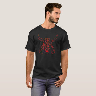 Red Ghost Dance Buffalo line black t-shirt