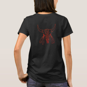 Red Ghost Dance Buffalo line black t-shirt back