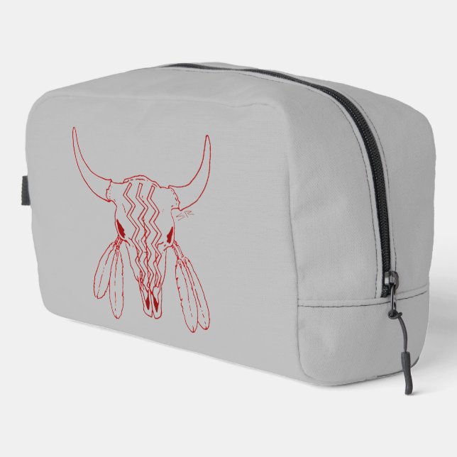 Red Ghost Dance Buffalo line grey dopp kit (Right Corner)