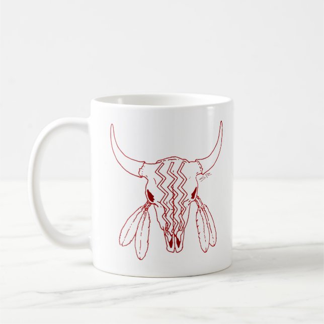 Red Ghost Dance Buffalo line mug (Left)