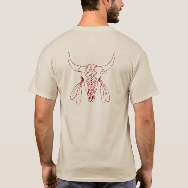 Red Ghost Dance Buffalo line sand t-shirt back (Back)