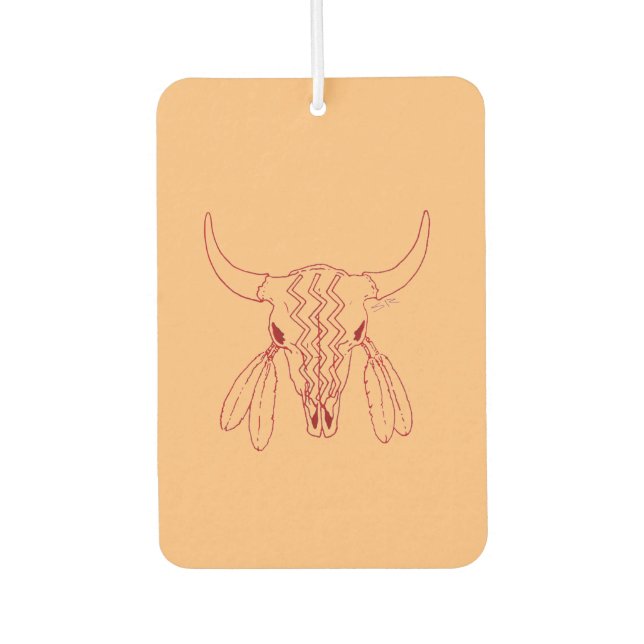Red Ghost Dance Buffalo line tan air freshener (Front)
