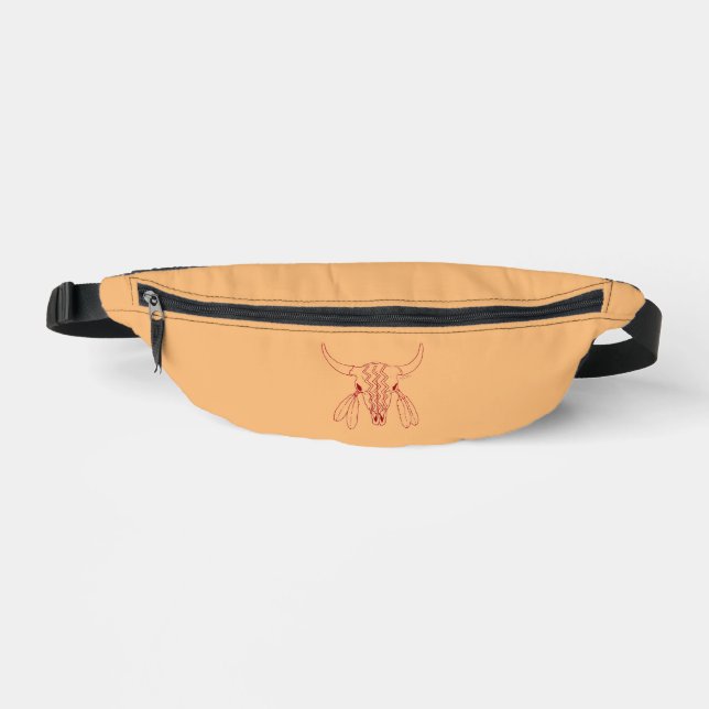 Red Ghost Dance Buffalo line tan fanny pack (Front)
