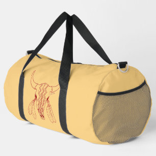 Red Ghost Dance Buffalo line tan lg duffel bag