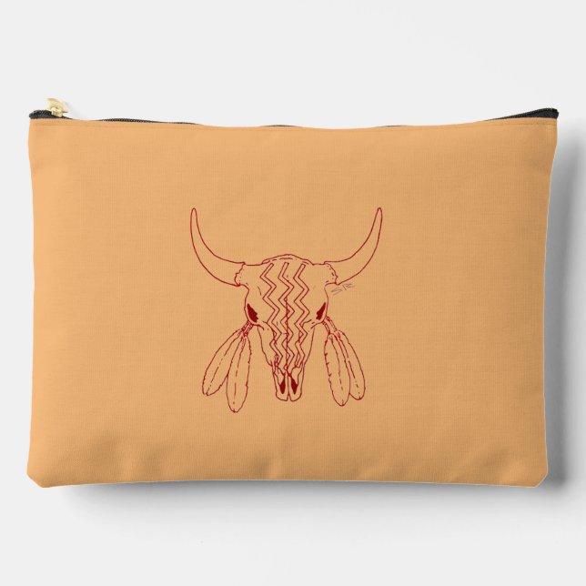 Red Ghost Dance Buffalo line tan pouch (Front)