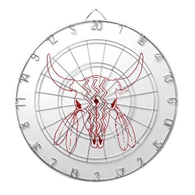 Red Ghost Dance Buffalo line white dartboard (Front)
