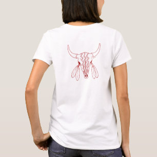 Red Ghost Dance Buffalo line white t-shirt back