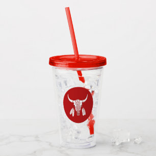 Red Ghost Dance Buffalo red acrylic tumbler