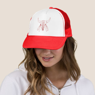 Red Ghost Dance Buffalo red line red trucker hat