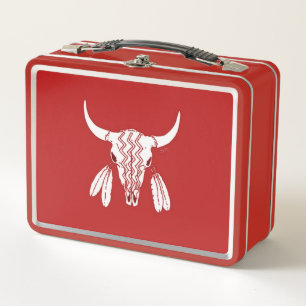 Red Ghost Dance Buffalo red lunchbox