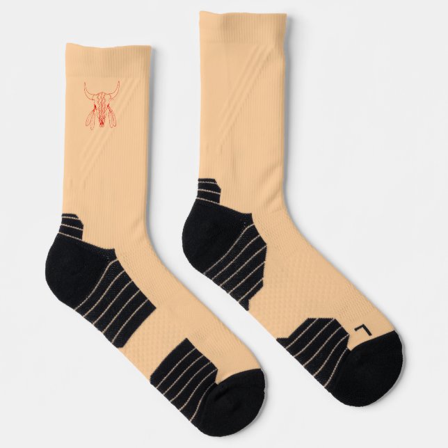 Red Ghost Dance Buffalo tan high performance socks (Right)