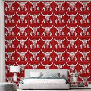 Red Ghost Dance Buffalo textured vinyl wallpaper
