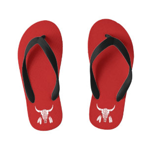 Red Ghost Dance Buffalo toddler flip flops