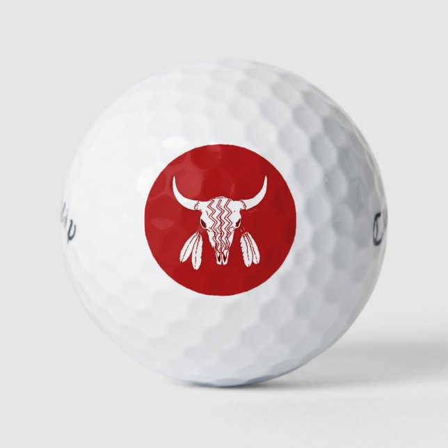 Red Ghost Dance Buffalo Warbird golf balls (Front)