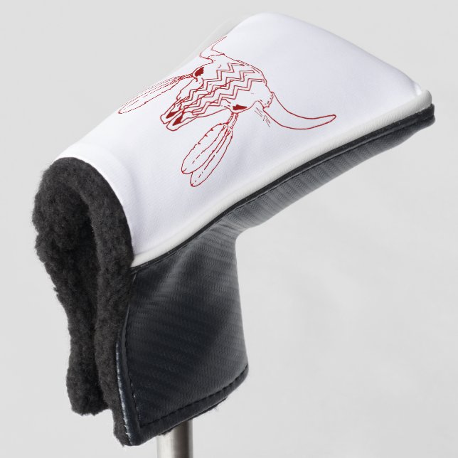Red Ghost Dance Buffalo white line putter cover (3/4 Front)