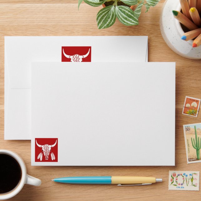 Red Ghost Dance Buffalo white standard envelopes (Desk)