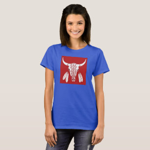 Red Ghost Dance Buffalo women blue t-shirt