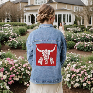 Red Ghost Dance Buffalo women denim jacket