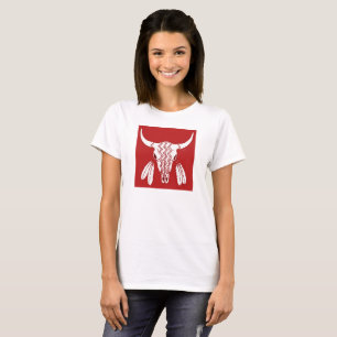 Red Ghost Dance Buffalo women white t-shirt