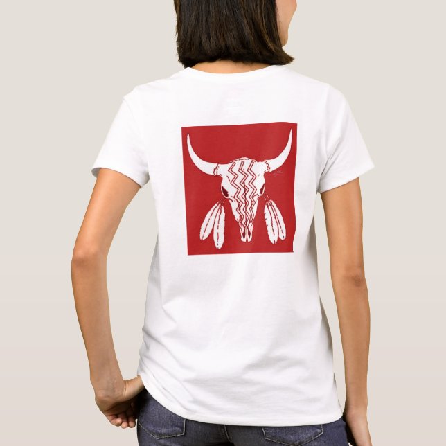 Red Ghost Dance Buffalo women white t-shirt back (Back)