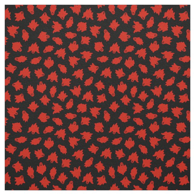 Red Ghost Happy Halloween Modern Fabric (Swatch)