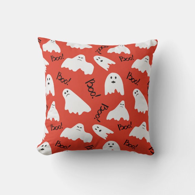 Red Ghosts: Halloween Vintage Pattern Cushion (Front)