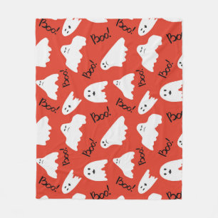 Red Ghosts: Halloween Vintage Pattern Fleece Blanket