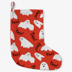 Red Ghosts: Halloween Vintage Pattern Small Christmas Stocking