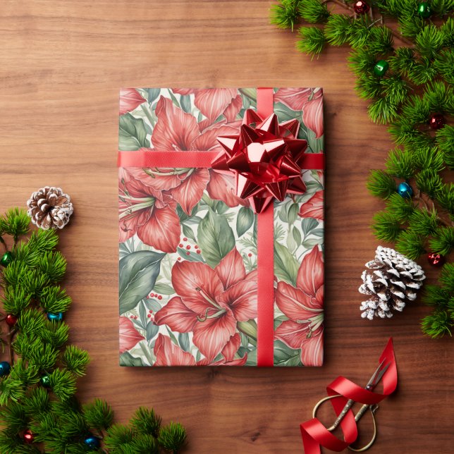 Red Giant Amaryllis Holiday Wrapping Paper (Holiday Gift)