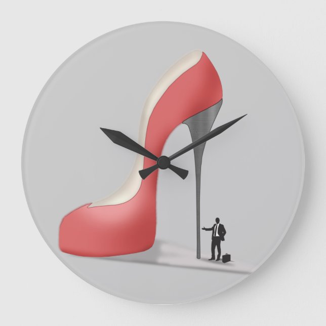 Red Giant Business Stiletto Cartoon Large Clock (Front)