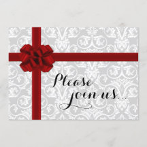 Red Gift Bow Holiday Party Invitation